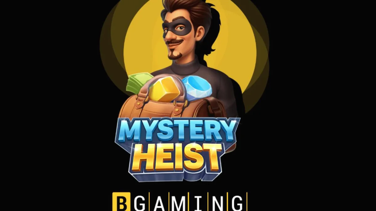 หน้าจอเกมสล็อต Mystery Heist พร้อมธีมการปล้นห้องนิรภัย